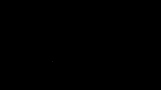 Bílá čára Ruční držení balíček hracích karet ikony izolované na černém pozadí. Hazard v kasinu. Grafická animace pohybu videa 4K — Stock video