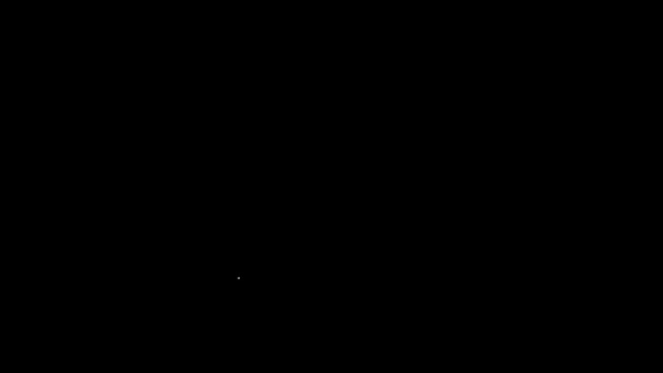 Línea blanca Icono de corona aislado sobre fondo negro. Animación gráfica de vídeo 4K — Vídeos de Stock