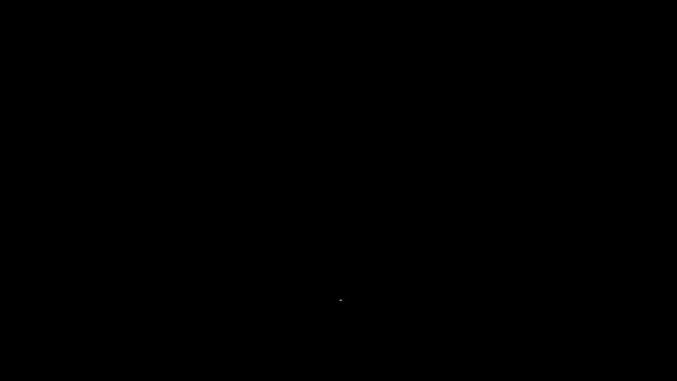 Biała linia Rybia ikona szkieletu odizolowana na czarnym tle. Znak kości ryby. 4K Animacja graficzna ruchu wideo — Wideo stockowe