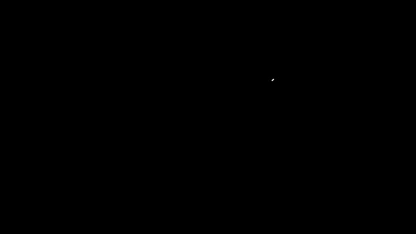 Línea blanca Icono satélite aislado sobre fondo negro. Animación gráfica de vídeo 4K — Vídeos de Stock