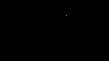 Beyaz çizgi Gitar yükseltici simgesi siyah arkaplanda izole edildi. Müzik aleti. 4K Video hareketli grafik canlandırması