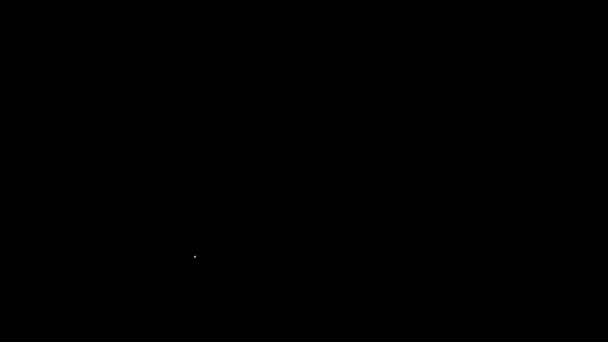 Bílá čára Obrázek brusle ikona izolované na černém pozadí. Ikona bruslařských bot. Sportovní boty s čepelí. Grafická animace pohybu videa 4K — Stock video