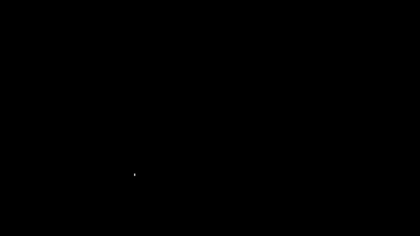 Línea blanca Icono de la máquina de tambor aislado sobre fondo negro. Equipo musical. Animación gráfica de vídeo 4K — Vídeos de Stock