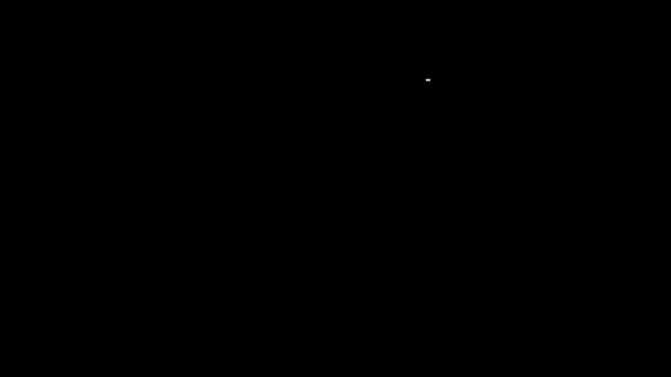 Vit linje trumma med trumpinnar ikon isolerad på svart bakgrund. Musiktecken. Symbolen för musikinstrument. 4K Video motion grafisk animation — Stockvideo