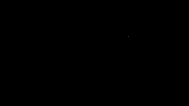 Línea blanca Icono de la carretilla aislada sobre fondo negro. Equipo de herramientas. Agricultura carro rueda granja. Animación gráfica de vídeo 4K — Vídeos de Stock