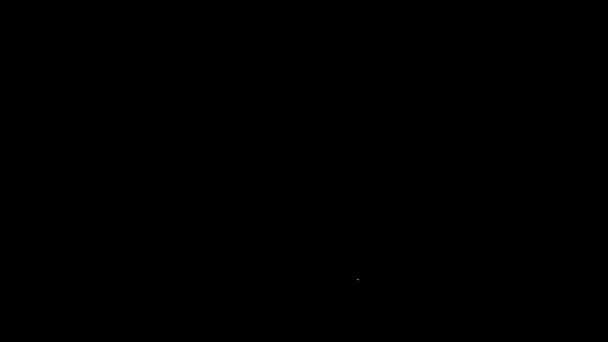 Белая линия иконка Scythe выделена на черном фоне. Видеографическая анимация 4K — стоковое видео