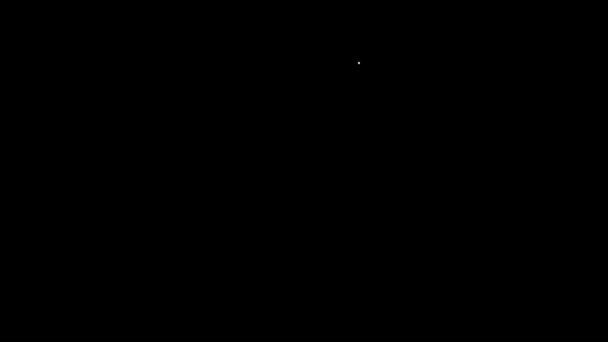 Белая линия Келе с иконкой ручки, выделенной на черном фоне. Значок чайника. Видеографическая анимация 4K — стоковое видео