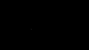 Beyaz çizgi şarj simgesi siyah arkaplanda izole edildi. 4K Video hareketli grafik canlandırması