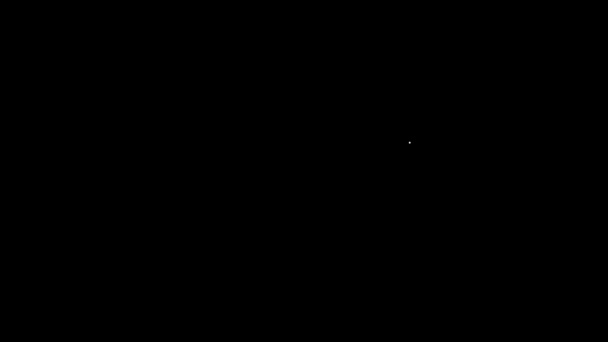 Linea bianca Icona del cappuccio graduato isolato su sfondo nero. Cappello da laurea con icona a nappa. Animazione grafica 4K Video motion — Video Stock