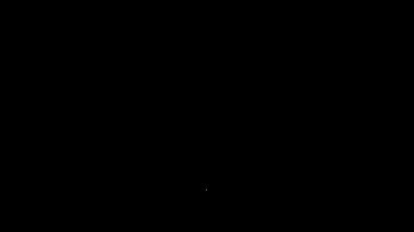 Beyaz çizgi Rattle bebek oyuncağı ikonu siyah arka planda izole edildi. Fasulye torbası işareti. 4K Video hareketli grafik canlandırması