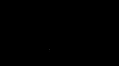 Beyaz çizgi Hayvan Sağlık Sigortası ikonu siyah arka planda izole edildi. Hayvan koruma ikonu. Köpek ya da kedi pençesi izi. 4K Video hareketli grafik canlandırması