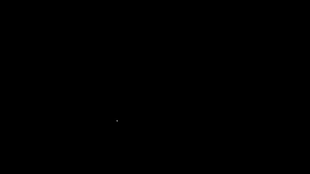 Белая линия Счастливая маленькая девочка иконка головы изолирована на черном фоне. Лицо маленькой девочки. Видеографическая анимация 4K — стоковое видео