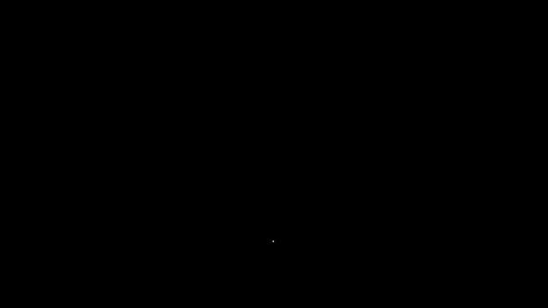 Witte lijn wijzer met taxi pictogram geïsoleerd op zwarte achtergrond. Locatie symbool. 4K Video motion grafische animatie — Stockvideo