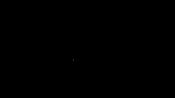 Línea blanca Localización en el globo icono aislado sobre fondo negro. Signo del mundo o la Tierra. Animación gráfica de vídeo 4K — Vídeos de Stock