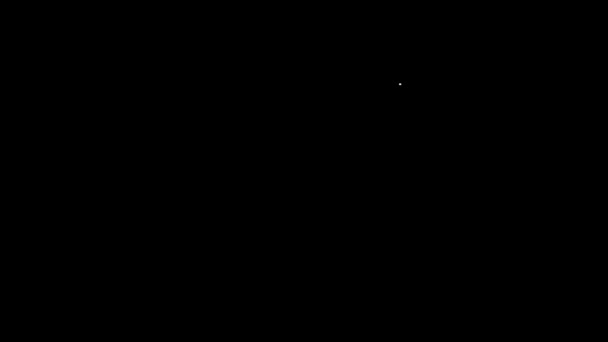 Linha branca Tubo de metal quebrado com ícone de água vazando isolado no fundo preto. Animação gráfica em movimento de vídeo 4K — Vídeo de Stock