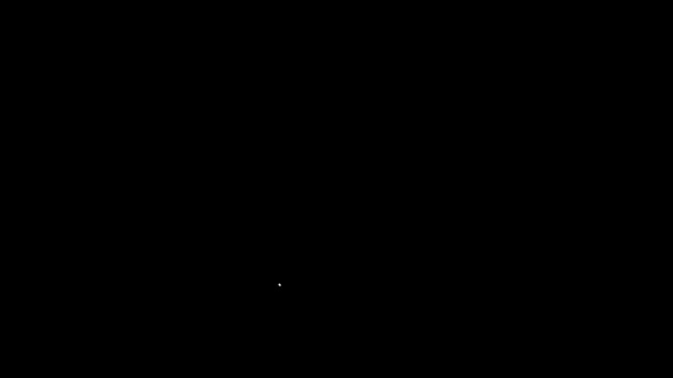 Linha branca Símbolo de risco biológico no ícone do escudo isolado no fundo preto. Animação gráfica em movimento de vídeo 4K — Vídeo de Stock