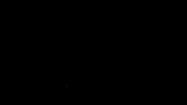 黒の背景に隔離されたスタンドアイコン上のホワイトラインガラス試験管フラスコ。実験装置だ。4Kビデオモーショングラフィックアニメーション — ストック動画