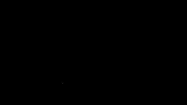 Linea bianca Busta con icona simbolo del dollaro moneta isolata su sfondo nero. Aumento salariale, buste paga, redditi da indennizzo. Animazione grafica 4K Video motion — Video Stock