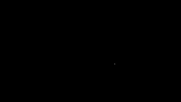 白い線ブラックの背景に隔離されたメリークリスマスのリンギングベルアイコン。アラーム記号、サービスベル、ハンドベル記号、通知。4Kビデオモーショングラフィックアニメーション — ストック動画