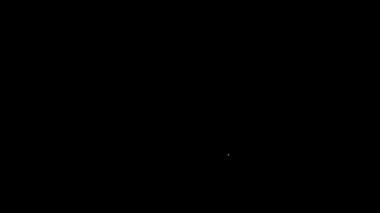 Siyah zemin üzerinde madeni para sembolü olan beyaz çizgi zarfı. Maaş zammı, maaş bordrosu, tazminat geliri. 4K Video hareketli grafik canlandırması