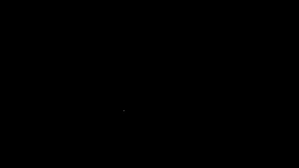 Bílá čára ikona klobásy izolované na černém pozadí. Grilovaná klobása a aroma. Grafická animace pohybu videa 4K — Stock video