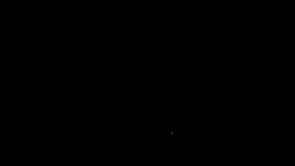Fehér vonal Kolbász ikon elszigetelt fekete alapon. Grillezett kolbász és aromajel. 4K Videó mozgás grafikus animáció