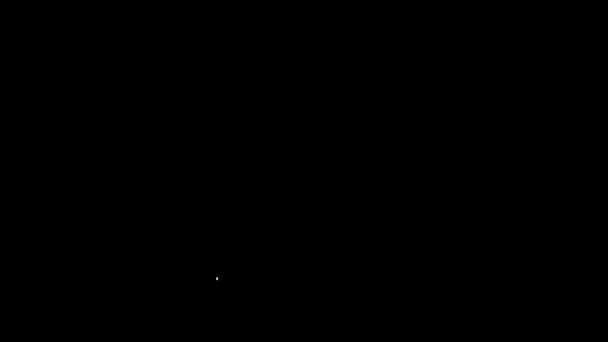 Weißes Zeilendokument mit Suchsymbol auf schwarzem Hintergrund. Datei- und Lupensymbol. Analytics Forschungszeichen. 4K Video Motion Grafik Animation — Stockvideo