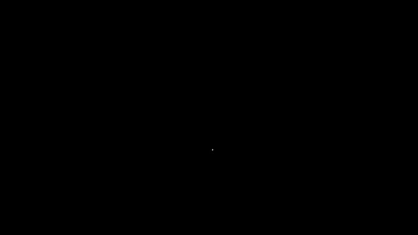 Белая линия Document с иконкой загрузки, выделенной на чёрном фоне. Символ файла документа. Видеографическая анимация 4K — стоковое видео