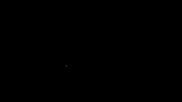 白線警察バッジのアイコンは黒の背景に隔離されています。バッジのサインだ。星のシンボルでシールド。4Kビデオモーショングラフィックアニメーション — ストック動画