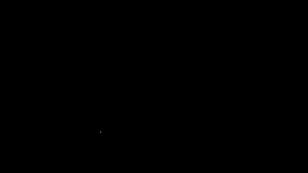 Línea blanca Vikingo en casco con cuernos icono aislado sobre fondo negro. Animación gráfica de vídeo 4K — Vídeo de stock