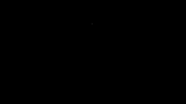 Linea bianca Icona spazzola isolata su sfondo nero. Segno di capelli pettinati. Simbolo del barbiere. Animazione grafica 4K Video motion — Video Stock