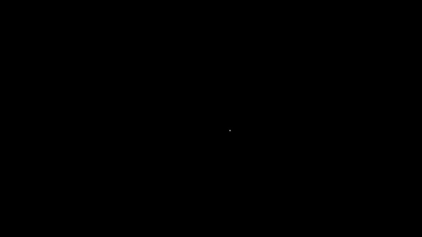 黒の背景に隔離されたホワイトラインクラシックバーショップポールアイコン。バーバーショップポールのシンボル。4Kビデオモーショングラフィックアニメーション — ストック動画