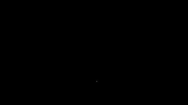 Siyah arka planda beyaz çizgili kalp ikonu var. El çabukluğu aşk sembolü. Sevgililer Günü sembolü. 4K Video hareketli grafik canlandırması