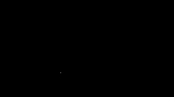 白い線黒の背景に隔離されたブリスターパックアイコン内の丸薬。錠剤、ビタミン、抗生物質、アスピリンのための医療用医薬品パッケージ。4Kビデオモーショングラフィックアニメーション — ストック動画