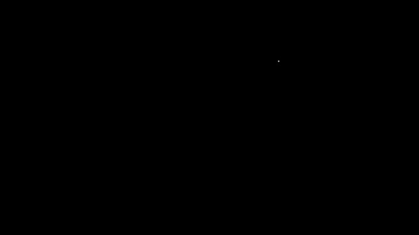 Тестовая трубка и колба белой линии - иконка химических лабораторных испытаний, изолированная на черном фоне. Знак лабораторной посуды. Видеографическая анимация 4K — стоковое видео