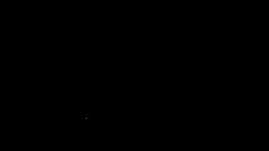 Beyaz çizgi güvenlik kamerası simgesi siyah arkaplanda izole edildi. 4K Video hareketli grafik canlandırması