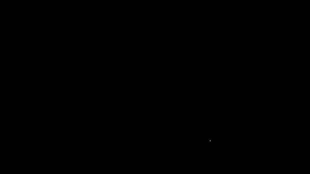 Weiße Linie Rechtsanwalt, Rechtsanwalt, Jurist Symbol isoliert auf schwarzem Hintergrund. Rechtsprechung, Gesetz oder Gerichtssymbol. 4K Video Motion Grafik Animation