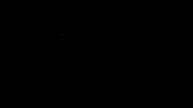 Beyaz çizgi yargıcı Tokmak simgesi siyah arkaplanda izole edildi. Gavel cezaların, faturaların, mahkemenin, adaletin hükmünü verecek. Açık arttırma çekici. 4K Video hareketli grafik canlandırması