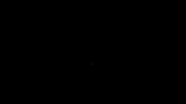 Siyah arkaplanda beyaz çizgi kürek simgesi izole edildi. Bahçe aletleri. Bahçecilik, tarım, çiftçilik aleti. 4K Video hareketli grafik canlandırması