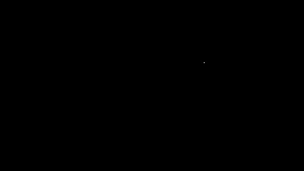 Bílá čára Kouzelná svitek ikona izolované na černém pozadí. Rozhodnutí, papír, pergamen, ikona svitku. Grafická animace pohybu videa 4K — Stock video