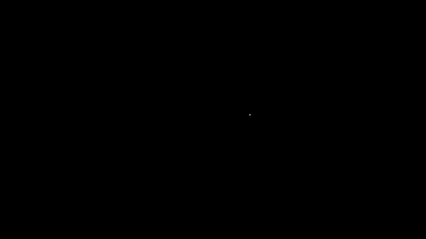 Bílá čára Srdce uprostřed šipky cíl cíl ikona izolované na černém pozadí. Mezinárodní den šťastných žen. Grafická animace pohybu videa 4K — Stock video