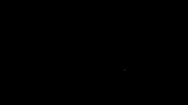 Beyaz çizgi rulet inşaat ikonu siyah arka planda izole edildi. Mezura ölçüm sembolü. 4K Video hareketli grafik canlandırması