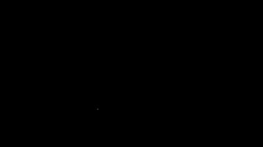 Düşen beyaz çizgi yıldızları simgesi siyah arkaplanda izole edildi. Göktaşı, göktaşı, kuyruklu yıldız, asteroid, yıldız ikonu. 4K Video hareketli grafik canlandırması