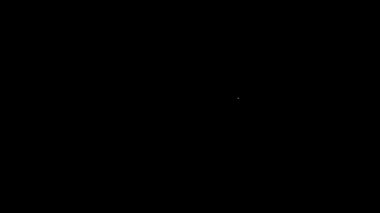 Beyaz çizgi uzaylı simgesi siyah arkaplanda izole edildi. Uzaylı yüzü ya da kafa sembolü. 4K Video hareketli grafik canlandırması