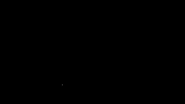 Белая линия - значок блюда на черном фоне. Радиоантенна, астрономия и космические исследования. Видеографическая анимация 4K — стоковое видео