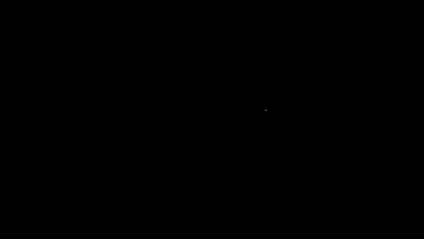 Linha branca ícone alienígena isolado no fundo preto. Extraterrestre rosto ou cabeça símbolo alienígena. Animação gráfica em movimento de vídeo 4K — Vídeo de Stock