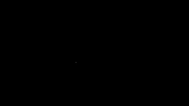 Línea blanca Paloma de la paz con icono de rama de olivo aislado sobre fondo negro. Feliz Pascua. Animación gráfica de vídeo 4K — Vídeos de Stock