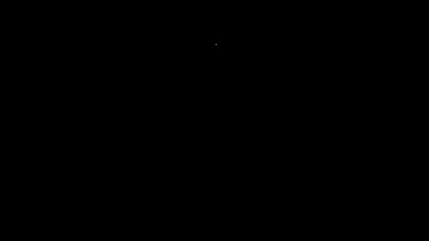 Weiße Linie Brennende Kerze im Kerzenständer-Symbol isoliert auf schwarzem Hintergrund. Zylindrischer Kerzenstock mit brennender Flamme. 4K Video Motion Grafik Animation — Stockvideo