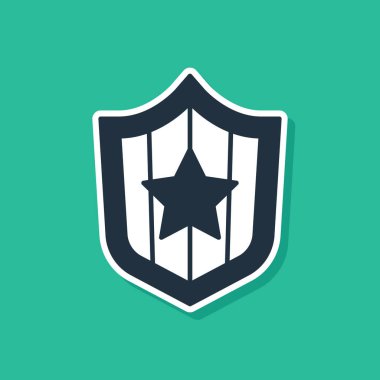 Yeşil arka planda izole edilmiş yıldız ve şerit ikonlu Mavi Kalkan. Amerika Birleşik Devletleri bayrağı. 4 Temmuz. ABD Bağımsızlık Günü. Vektör