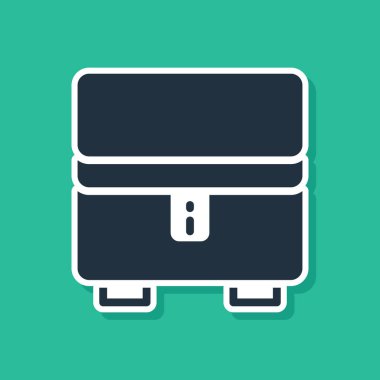 Yeşil arka planda mavi mücevher kutusu simgesi izole edildi. Mücevherli bir tabut. Vektör